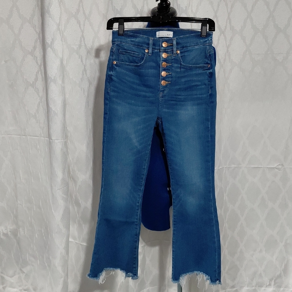 LOFT Blue Flare Jeans with Button Detail
83%COTTON